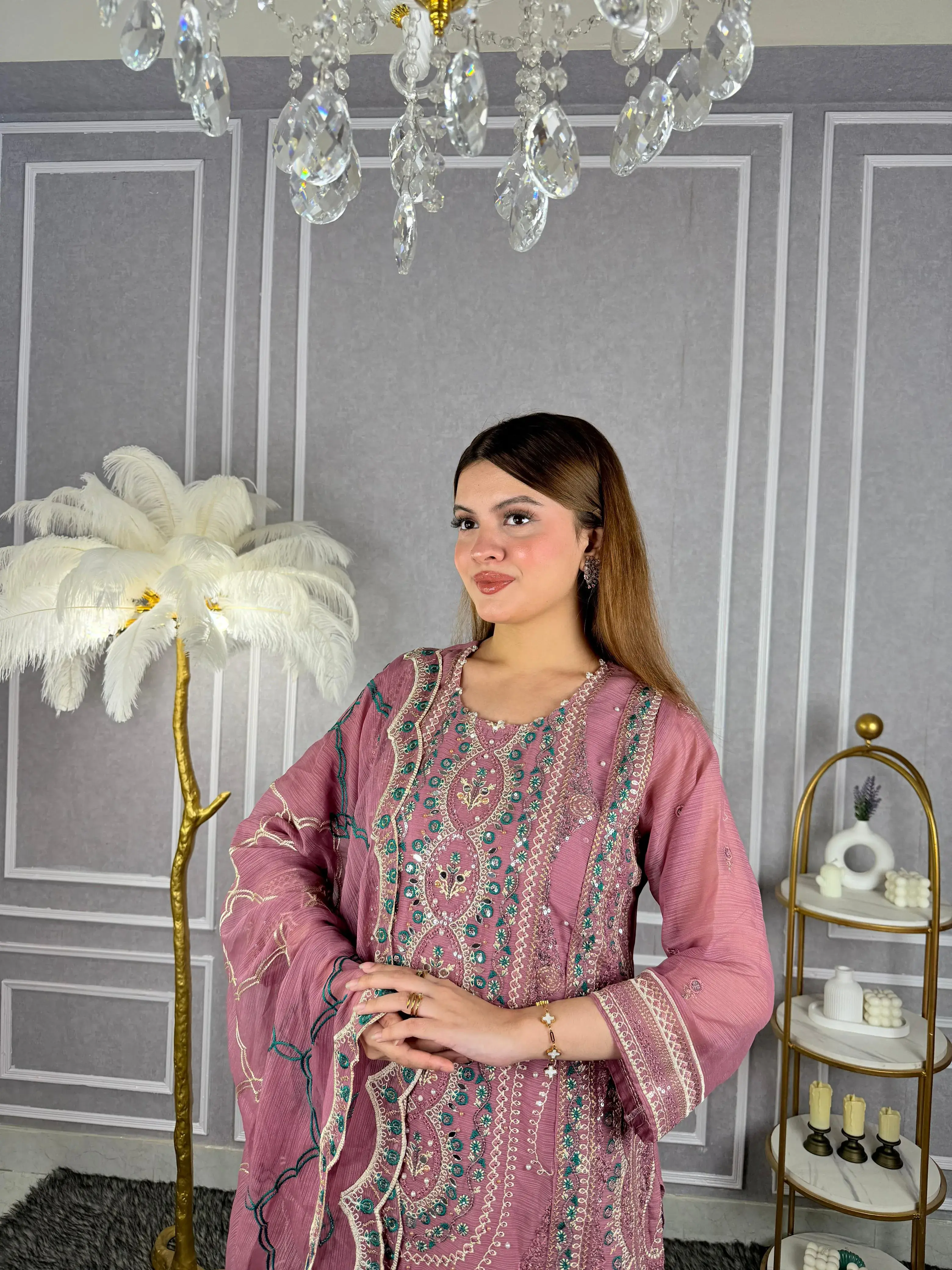 Georgette 4 Pices Unstitched Dress